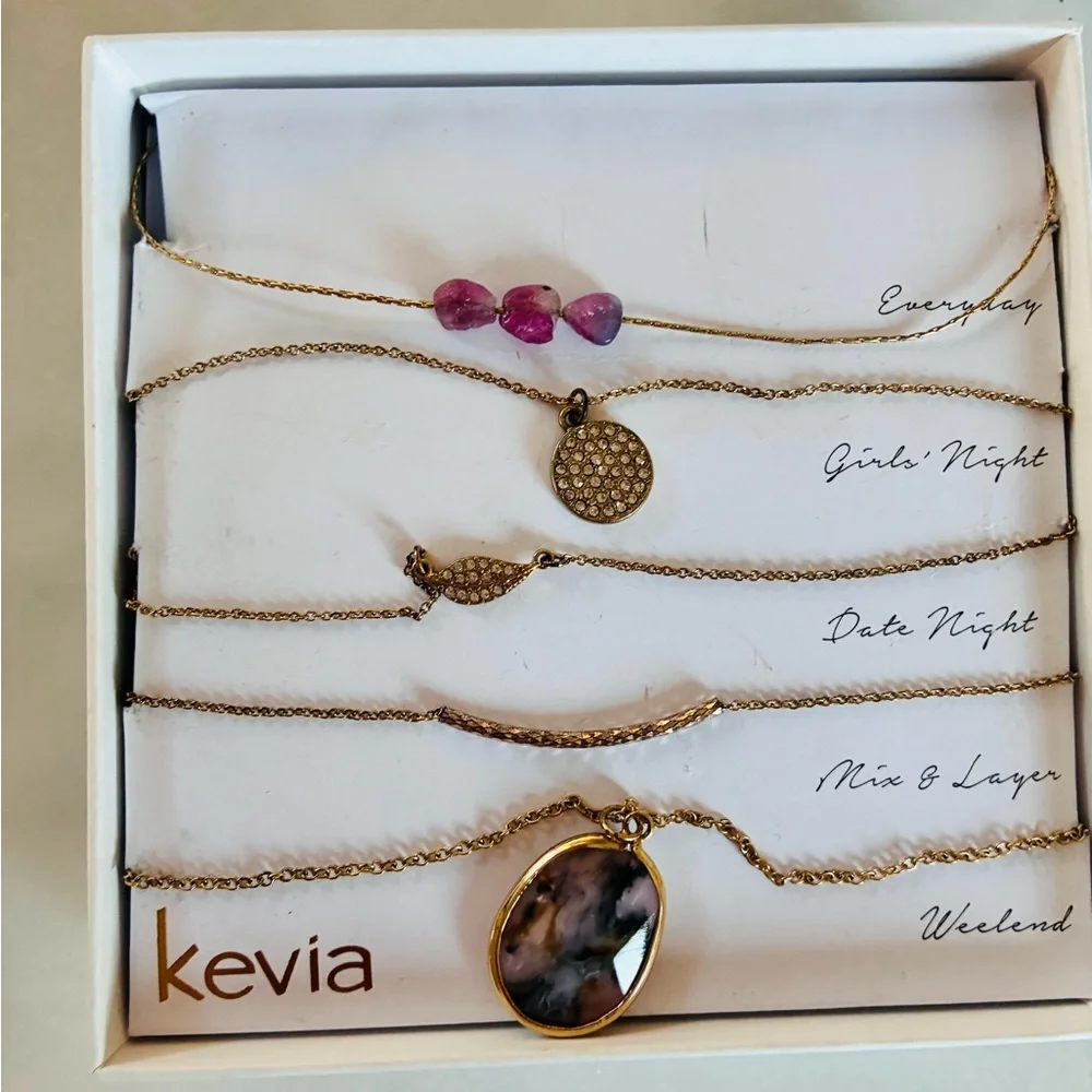 Gold and Pink Women's necklace set 5 piece